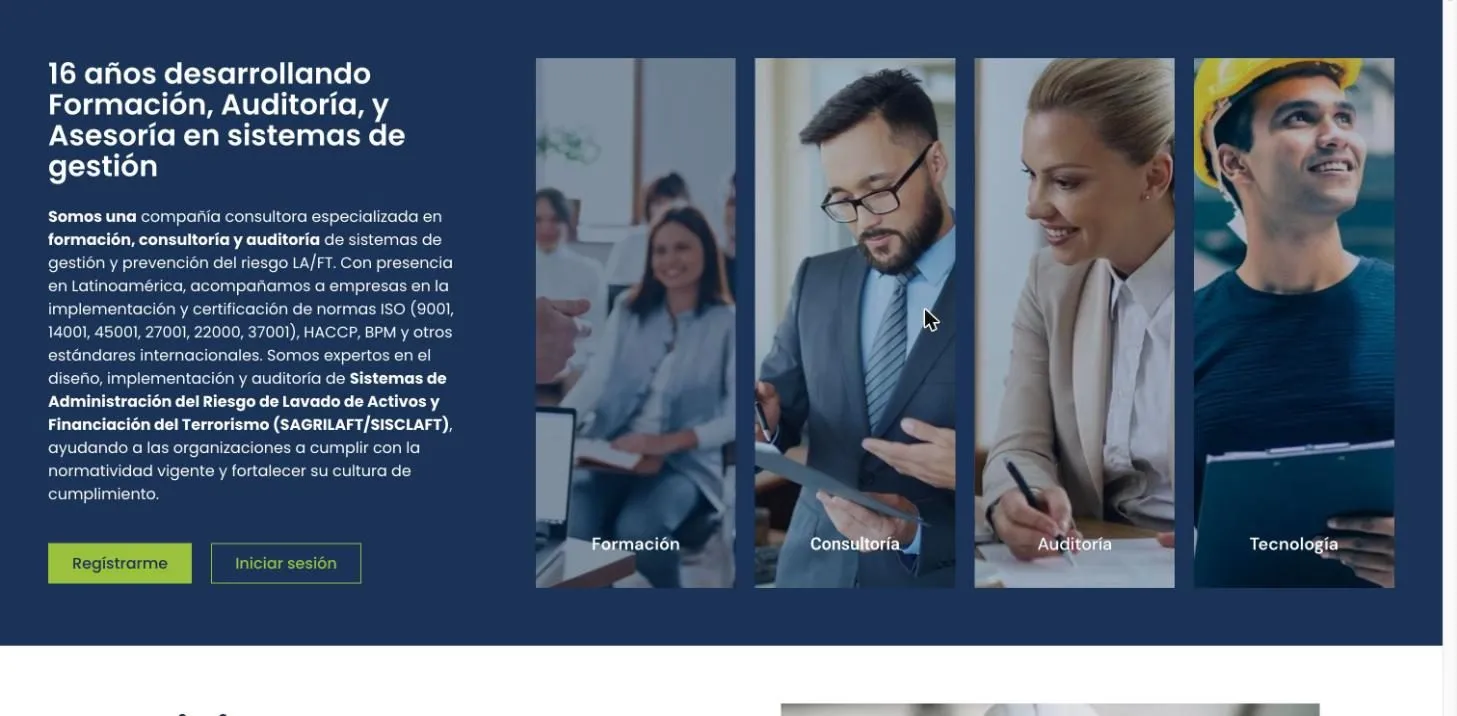 Sitio web y plataforma académica de Grupo Élite