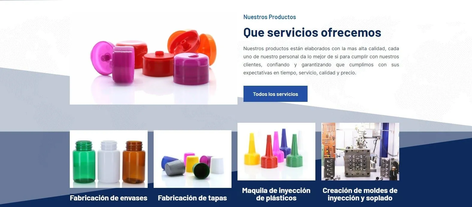 Página de servicios de fabricación del sitio de Plasmotec